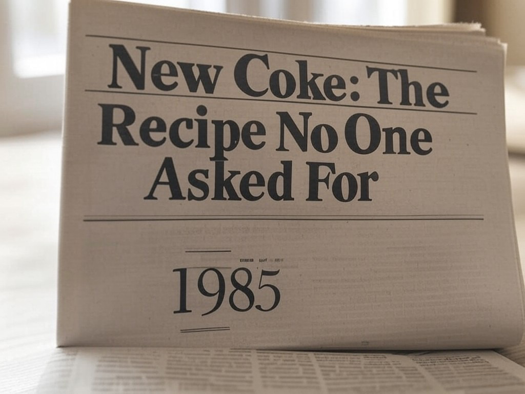 Titular de representativo de periódico anunciando controversia de la New Coke.