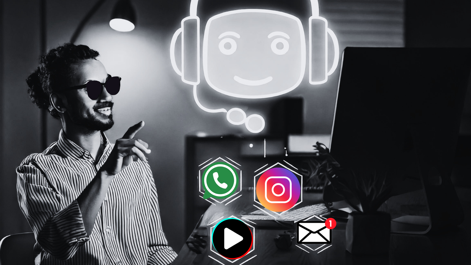 Empresario utilizando herramientas de Inteligencia Artificial para optimizar procesos.